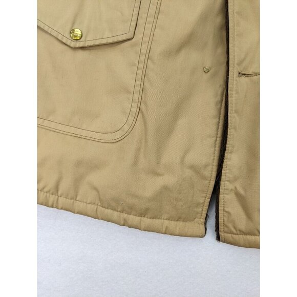 Vintage 70s Men's Coat Montgomery Ward Size 46L Beige Brown Faux Fur Lined - Picture 11 of 16